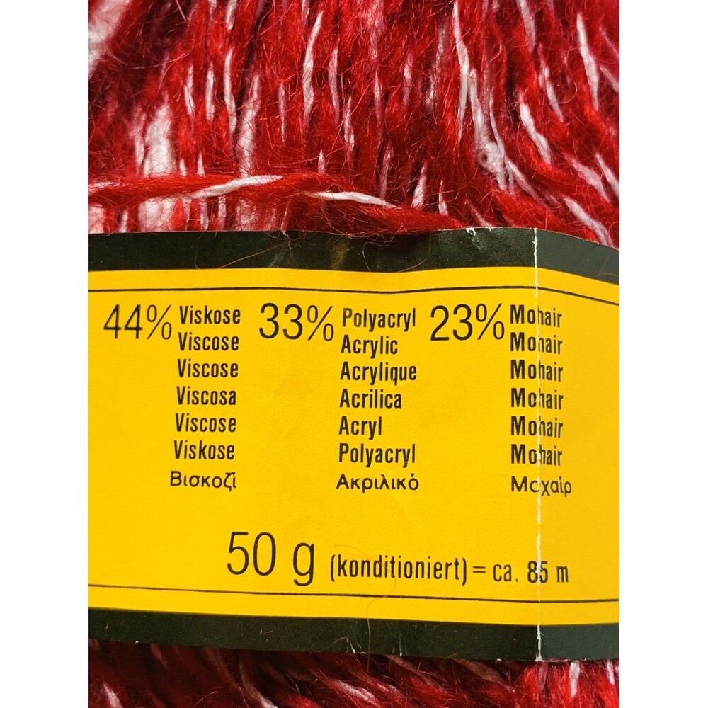 SCHACHENMAYR NOMOTTA MARILYN YARN MOHAIR VISCOSE 8 50g SKEINS RED W/ WHITE - Picture 8 of 12